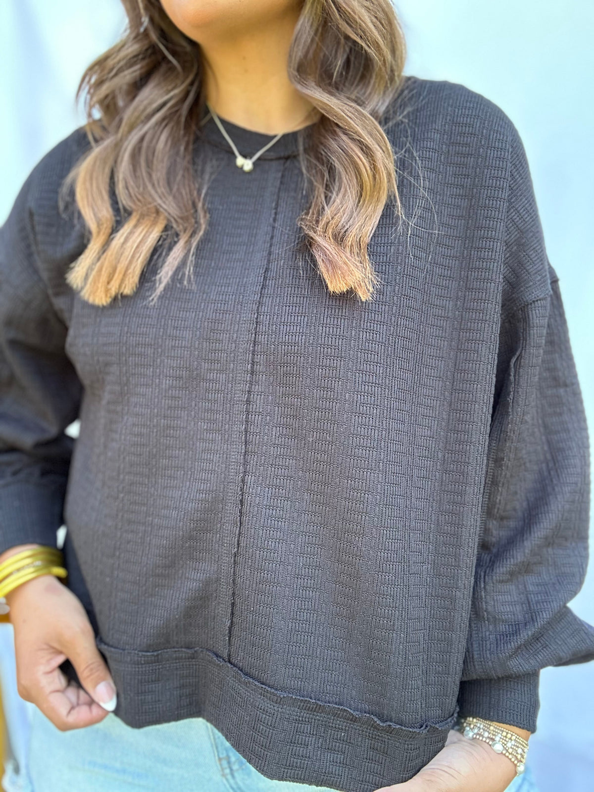 Raw Edge Oversized Knit Top