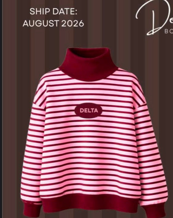 Delta T Pink Striped Mockneck