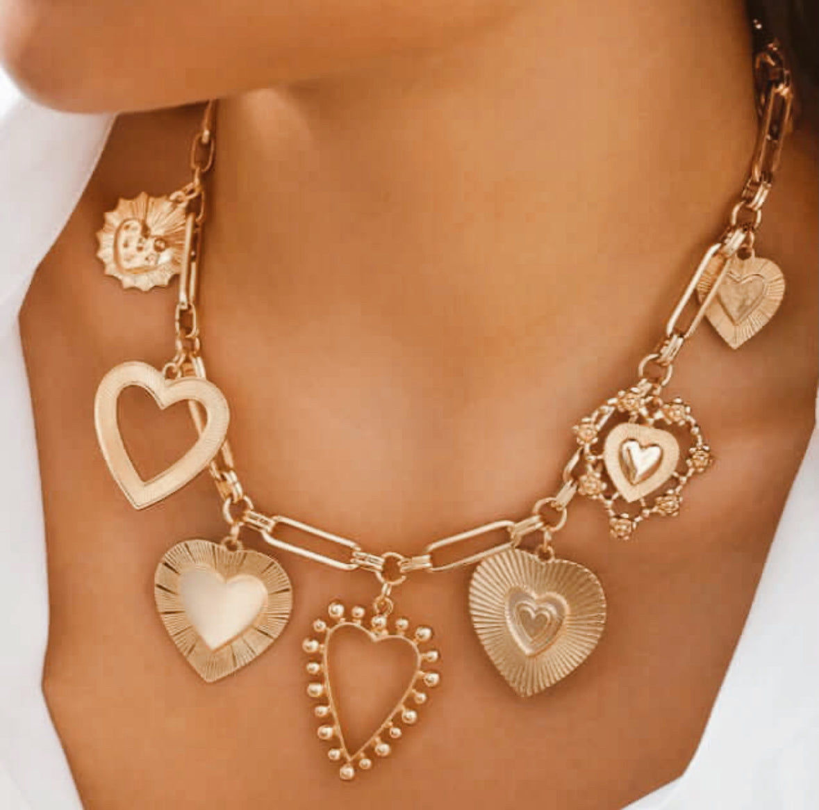 Chunky Heart Charm Necklace