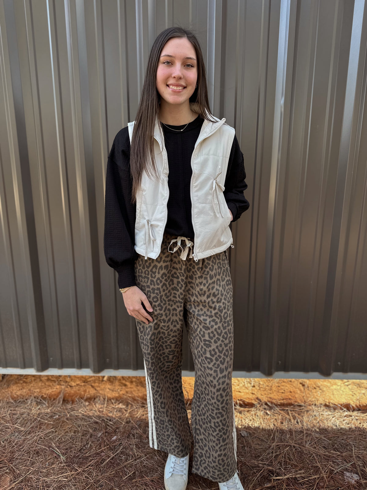 Cream Puffer Bow Vest