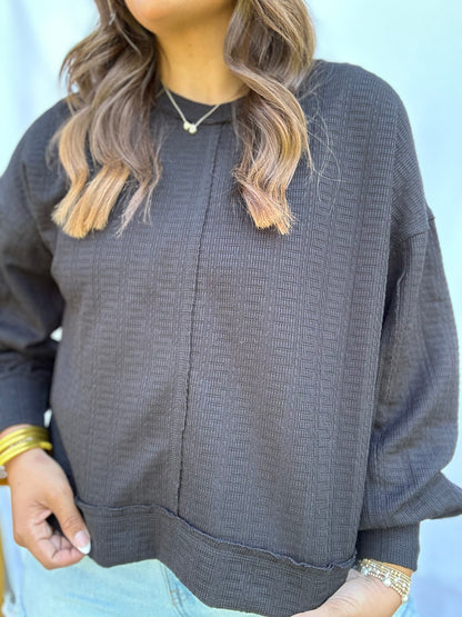 Raw Edge Oversized Knit Top