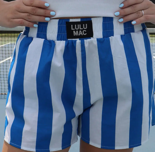 Royal Blue Striped Lulu Mac Shorts
