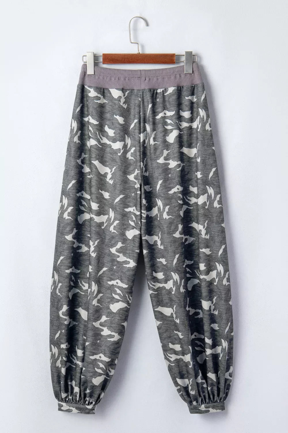 Multicolour Drawstring Contrast Waistband Camouflage Cargo Barrel Pants