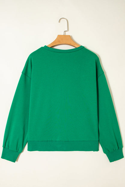 Sea Green HOLLY JOLLY Towel Embroidered Christmas Holiday Sweatshirt