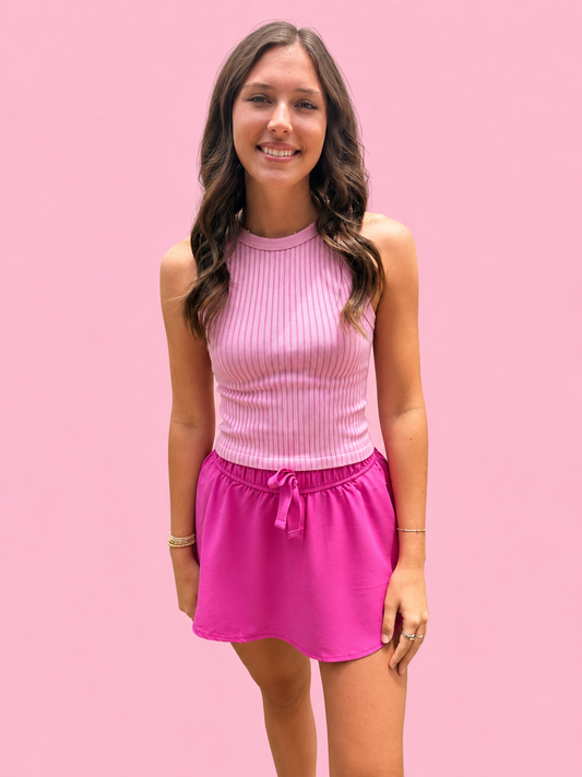 Pink Ribbed Tank