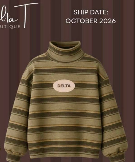 Delta T Green Striped Mockneck