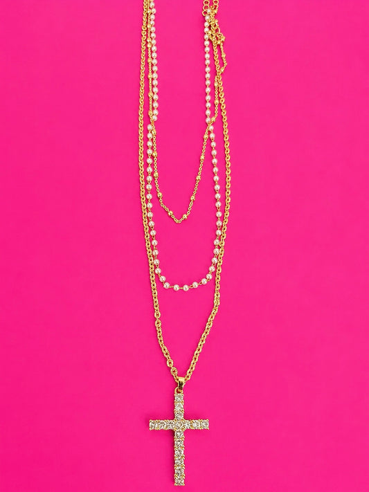 Faithfully Layered Cross Necklace