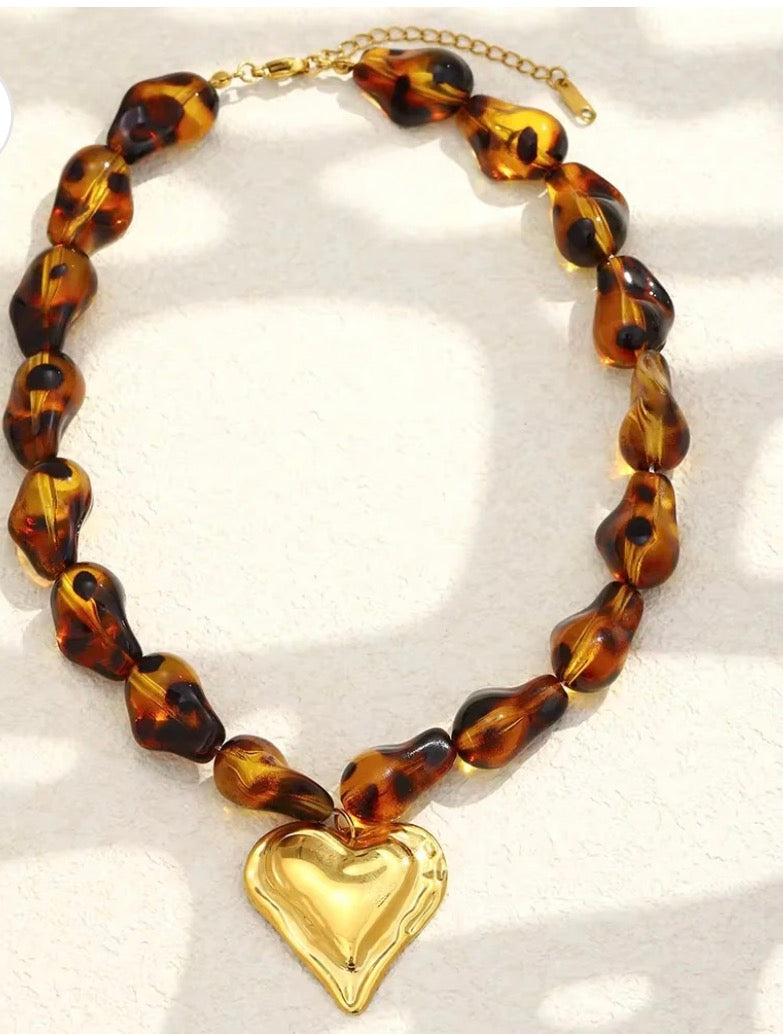 18K Leopard Heart Necklace