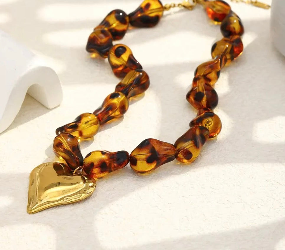 18K Leopard Heart Necklace