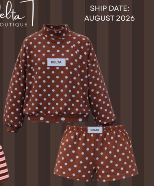 Delta T Blue/Brown Polka Dot Short Set