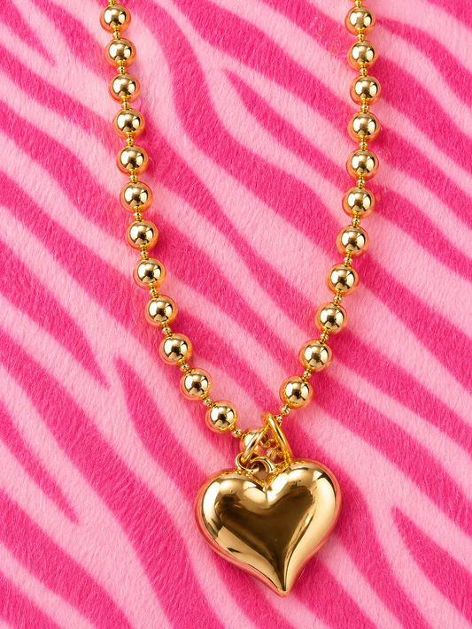 Golden Heart Statement Necklace