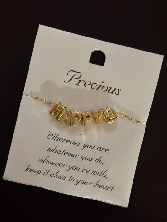 Gold HAPPY Necklace
