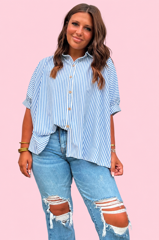 Baby Blue Oversized Button Up