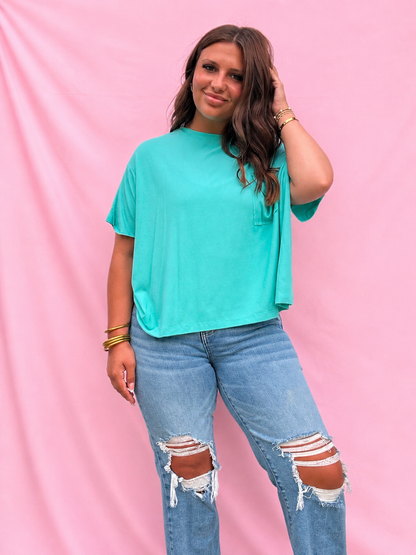 Mint Oversized Ribbed Tee