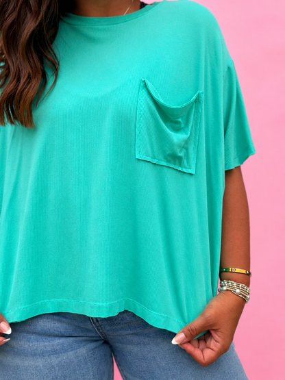 Mint Oversized Ribbed Tee