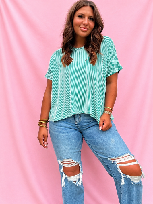 Kelly Green Ribbed Oversized Top