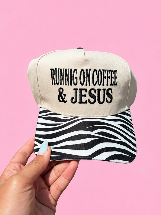 Running on Coffee & Jesus Zebra Hat