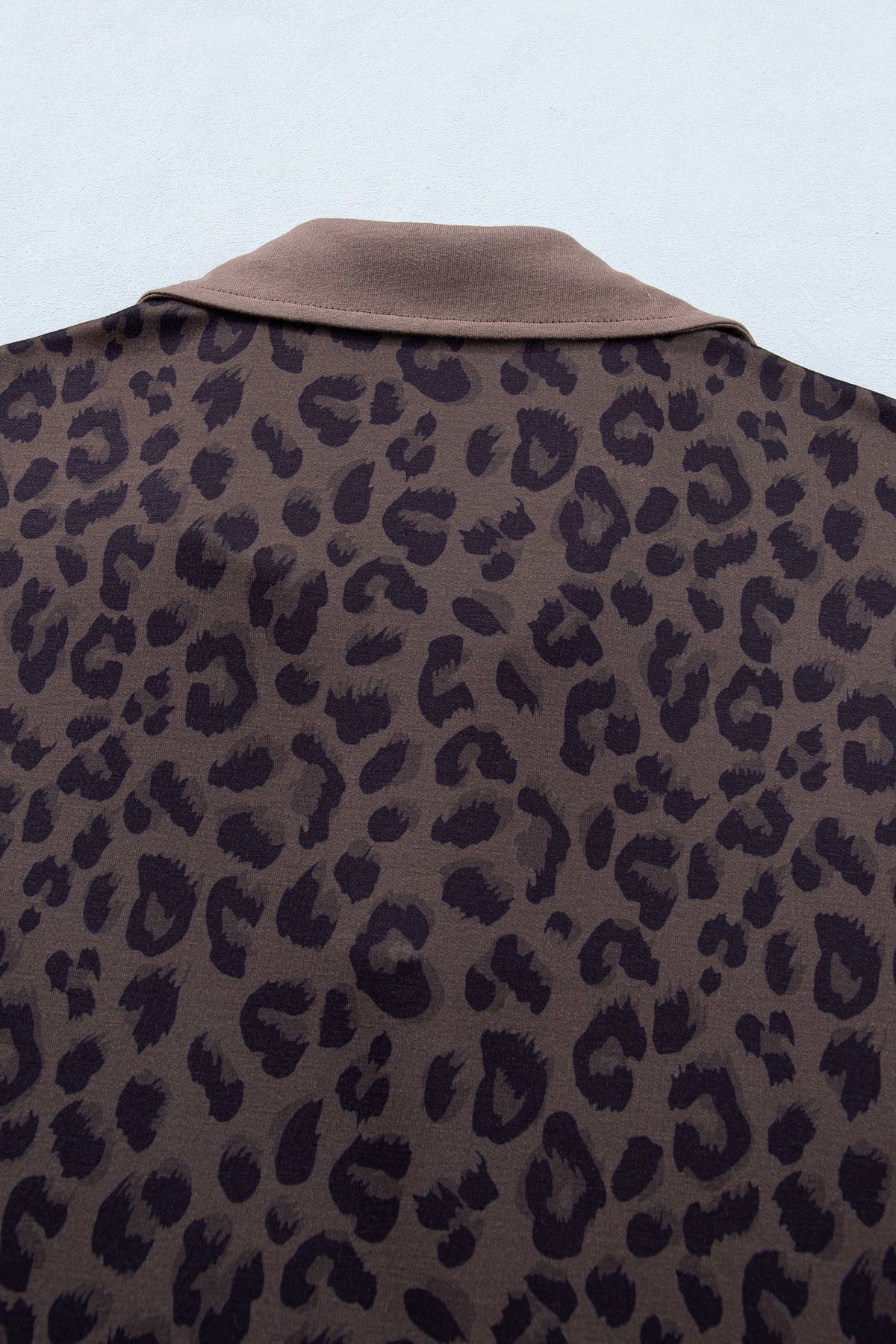 Brown V Neck Collar Leopard Printed 2pcs Short Set
